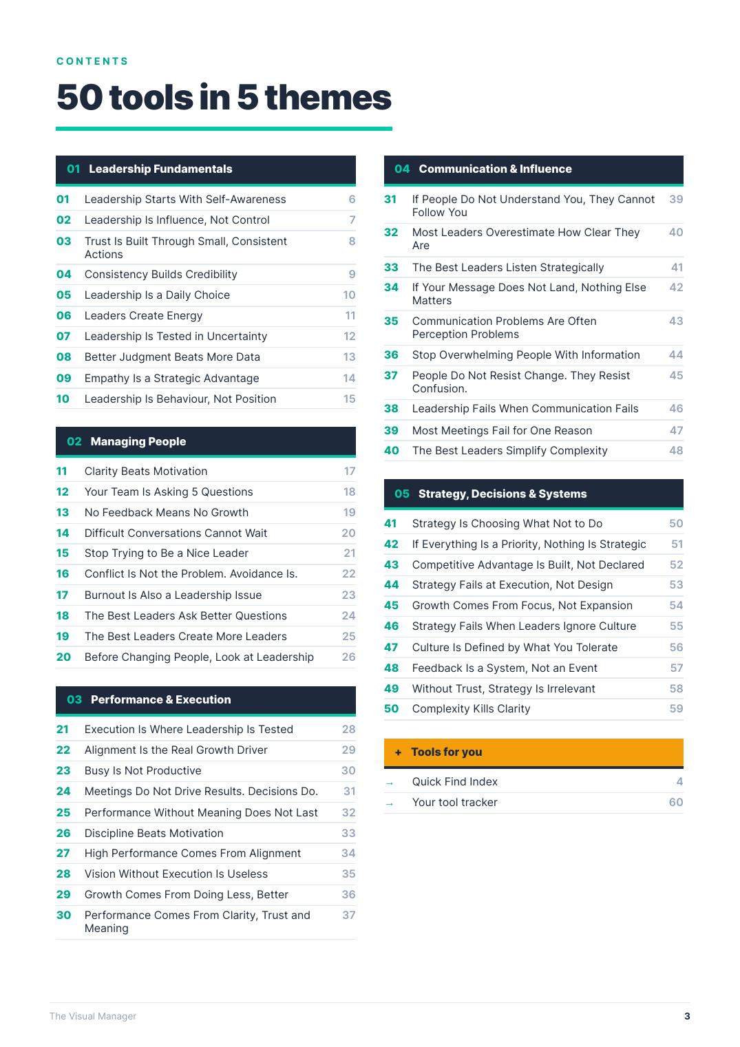50 tools in 5 themes